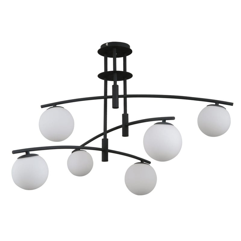 Lampa wisząca Senai czarno-biała 6xG9x5W nowoczesny wym: 58,5 x 91,5 x 91,5 cm szkło Italux