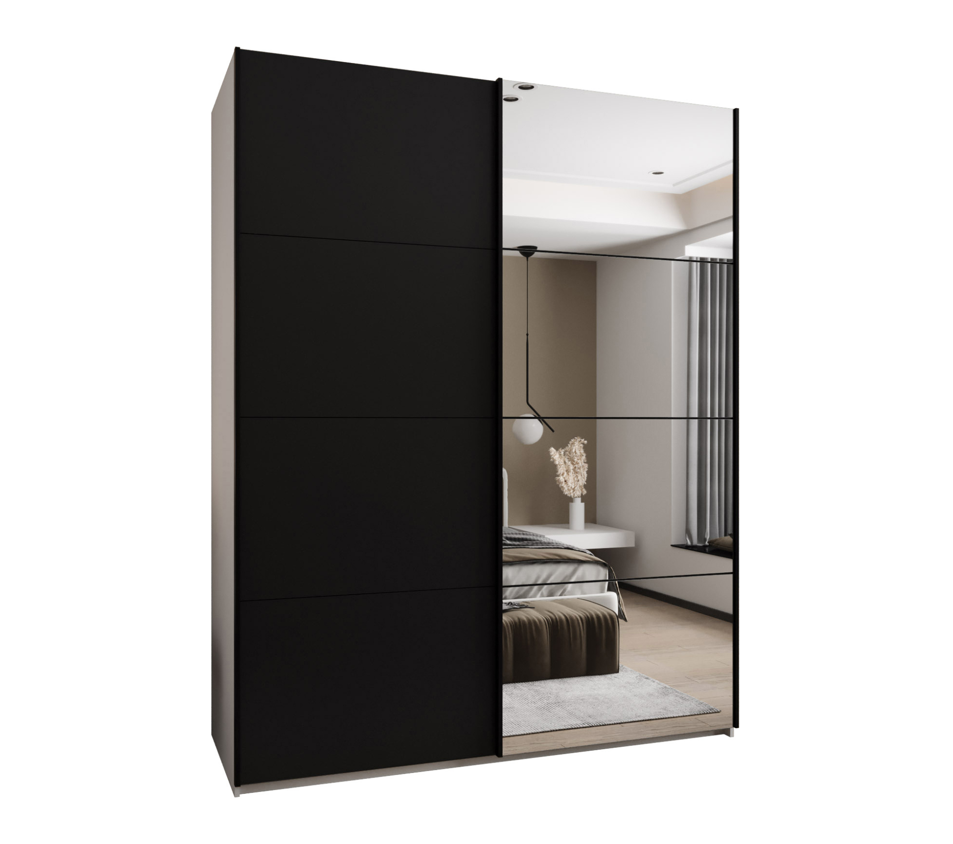 Szafa przesuwna wysoka Lux 3 200 x 64 x 245,5 cm biały + czarny + u. czarny - Abiks Meble
