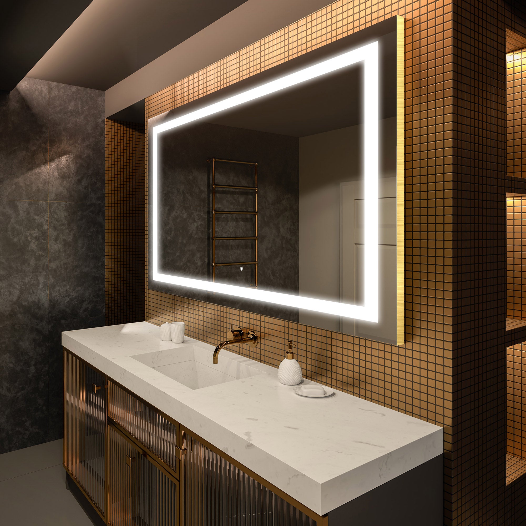 Lustro Premium z podświetleniem LED do łazienki (190x80 cm) Podświetlane lustro LED z dotykowym przełącznikiem oświetlenia