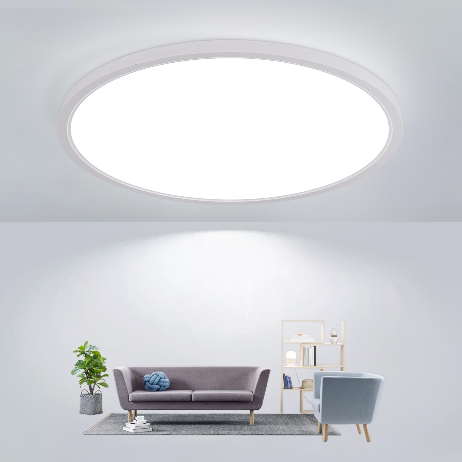 Lampa sufitowa LED Extra-Plat 30cm, Biała 6500K 24W IP44, Do Wilgotnej Łazienki/Na Balkon/Do Garażu