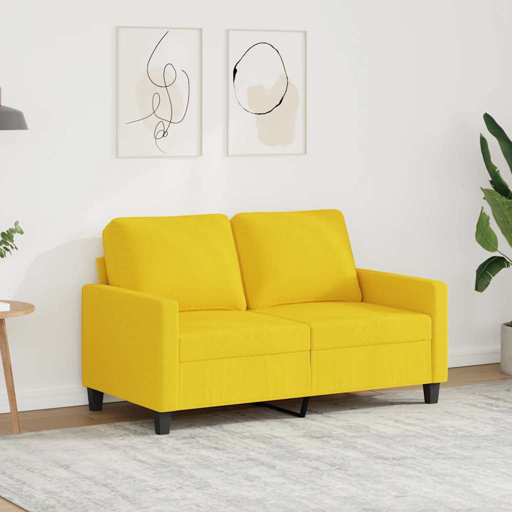 Sofa 2-osobowa, jasnożółta, 120 cm, tapicerowana tkaniną vidaXL