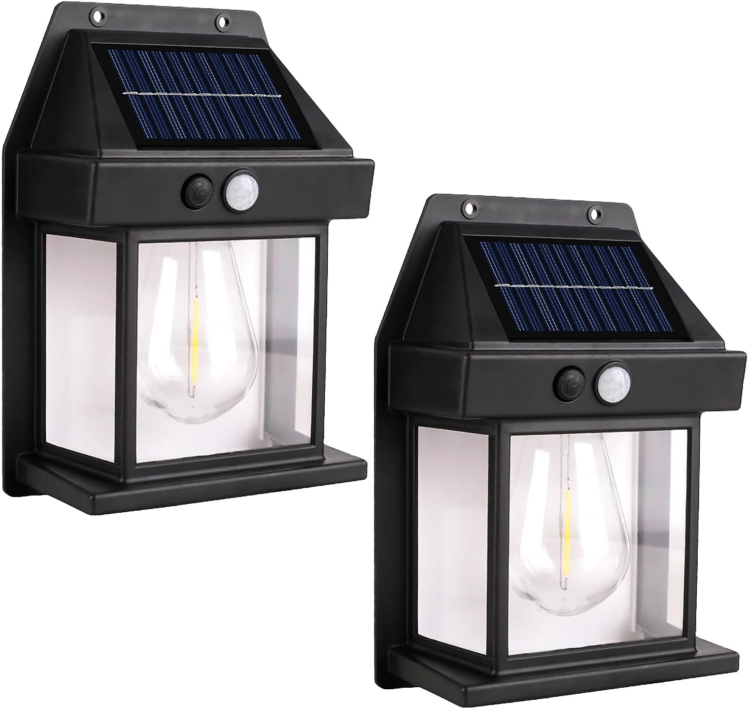 (2 sztuki) Lampa ścienna solarna do użytku na zewnątrz, lampa z czujnikiem ruchu, wodoodporna, do użytku na zewnątrz, 3 tryby oświetlenia