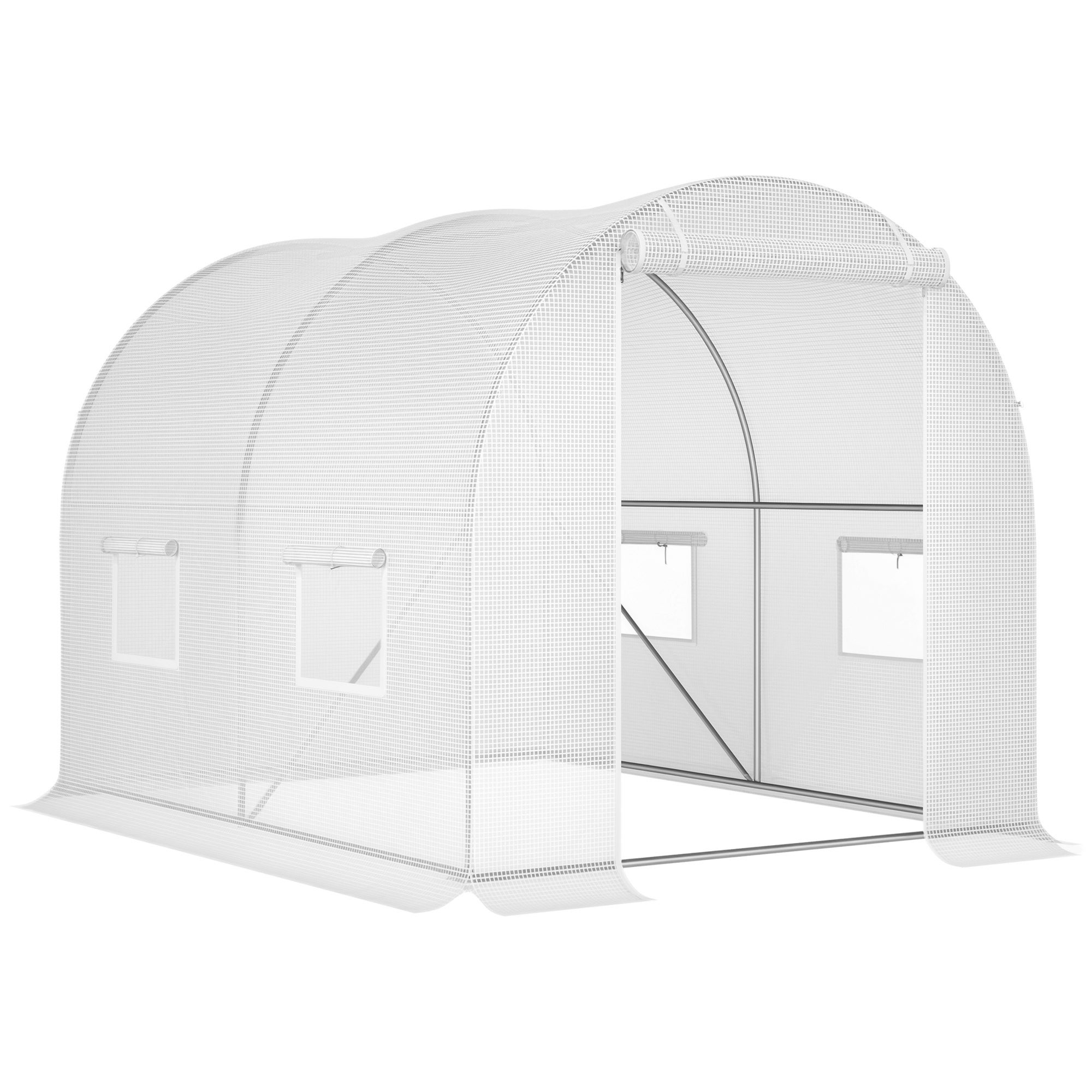 ogród szklarnia 6 m² 3L x 2W x 1.9H m wzmocniony stal ocynkowana z diameter z 2.4 cm + wysokiej gęstości PE okna biały drzwi