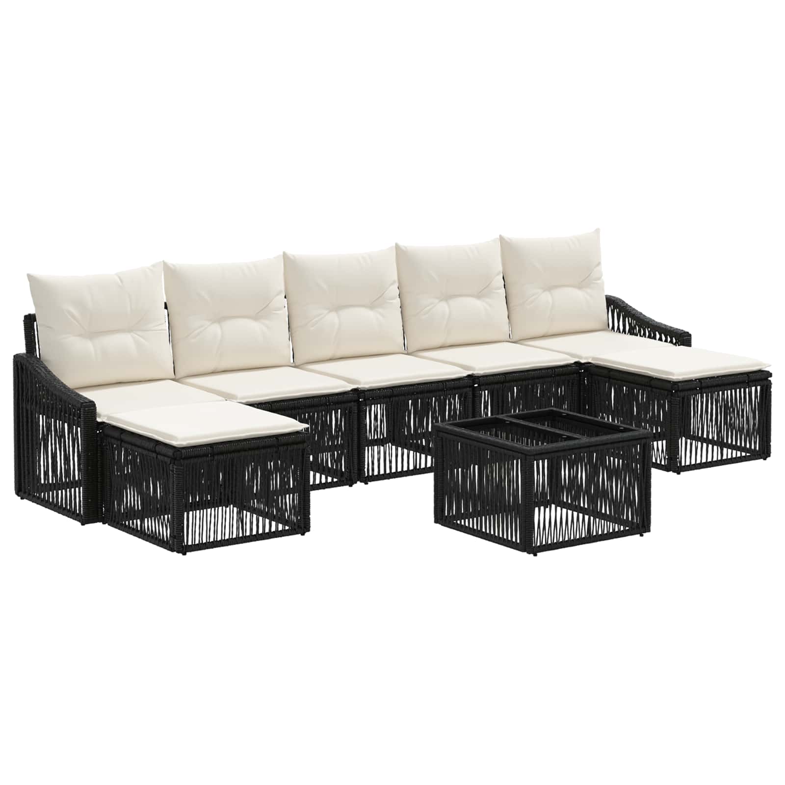 Zestaw Sof na Ogród 8 pcs Czarny polirattan vidaXL