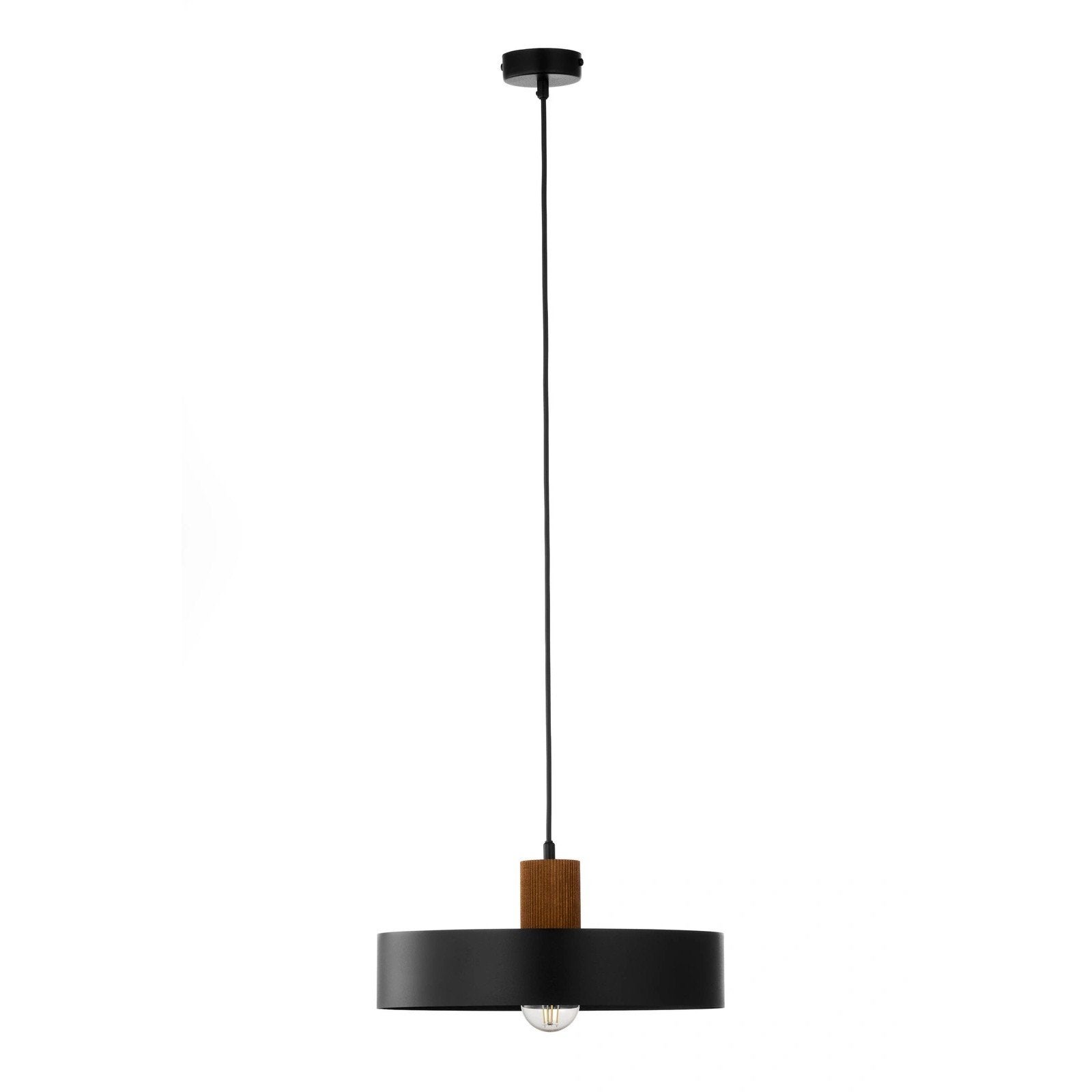 Lampa wisząca skandynawska czarno-brązowa duża ryflowany element 1xE27 15W RIF WOOD Sigma Lighting