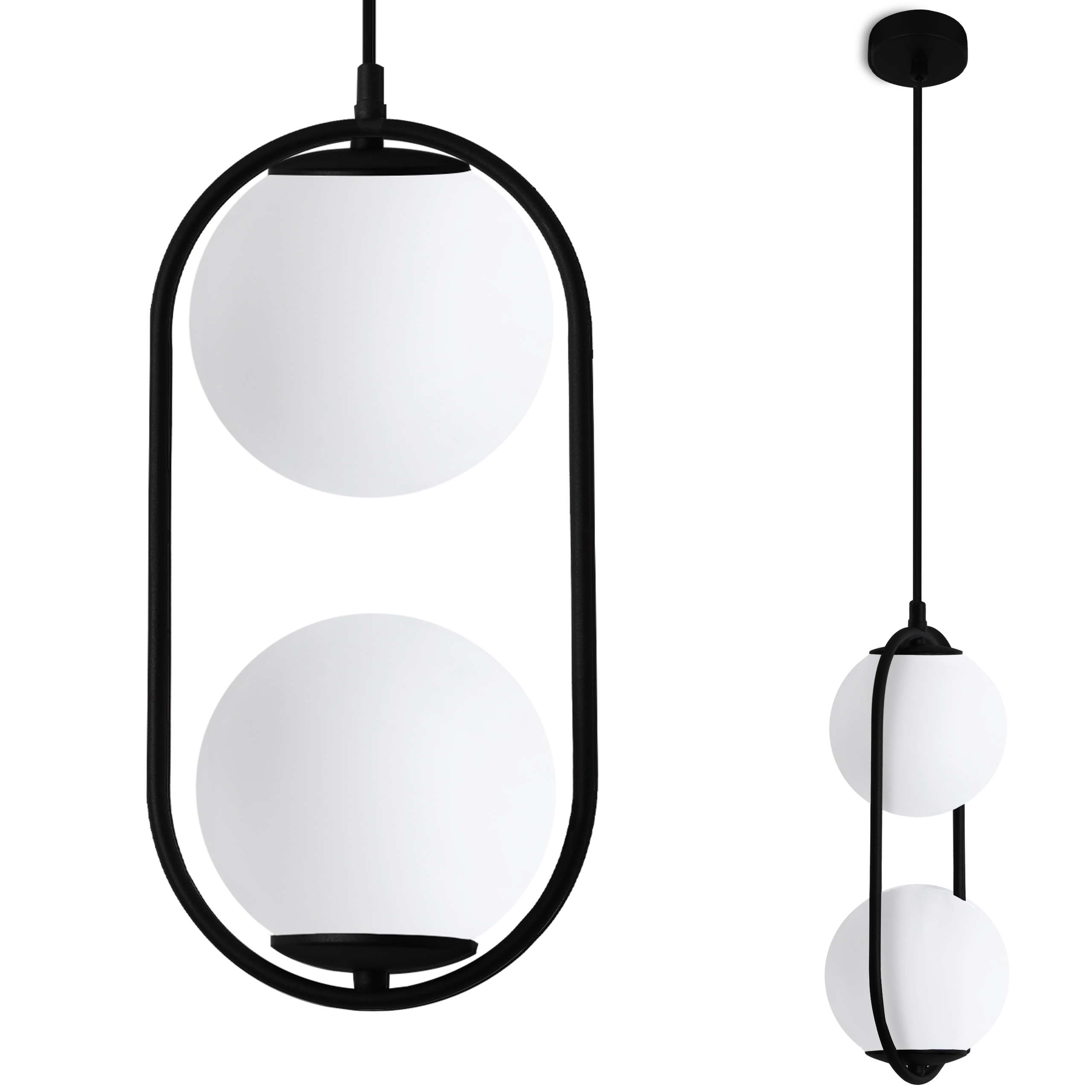 Lampa sufitowa wisząca Light Home LH Luna Duo 2x E14 biały/czarny