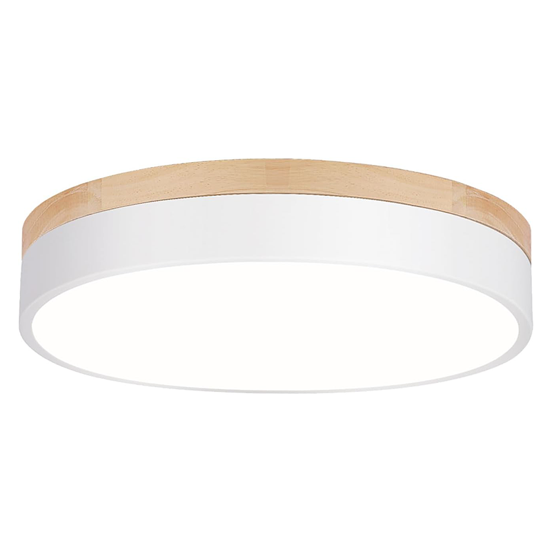 Lampa sufitowa LED, inteligentne oświetlenie do pokoju dziecięcego i sypialni, wykonana z drewna, biała, 40*40*6 cm, sterowana pilotem