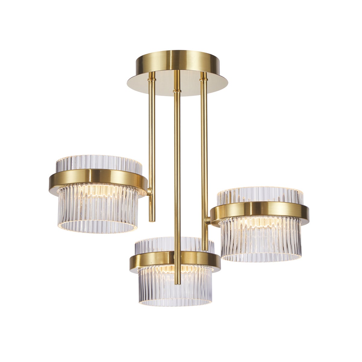 Lampa wisząca przezroczyste ryflowane klosze LED Tiara 24W biała ciepła 2603lm metal złota piaskowana wym:40x50x50cm IP20 Italux