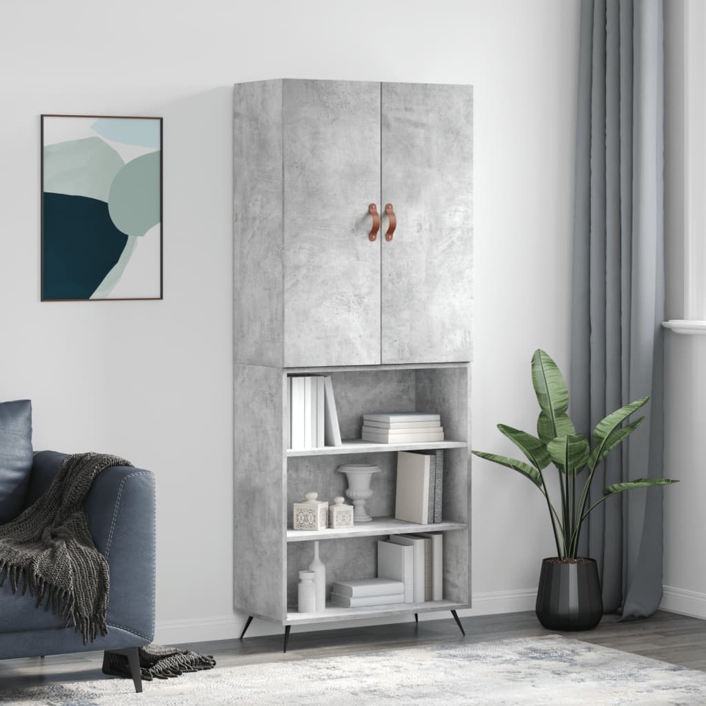 vidaXL Witrynka, szarość betonu 69,5x34x180 cm materiał drewnopochodny