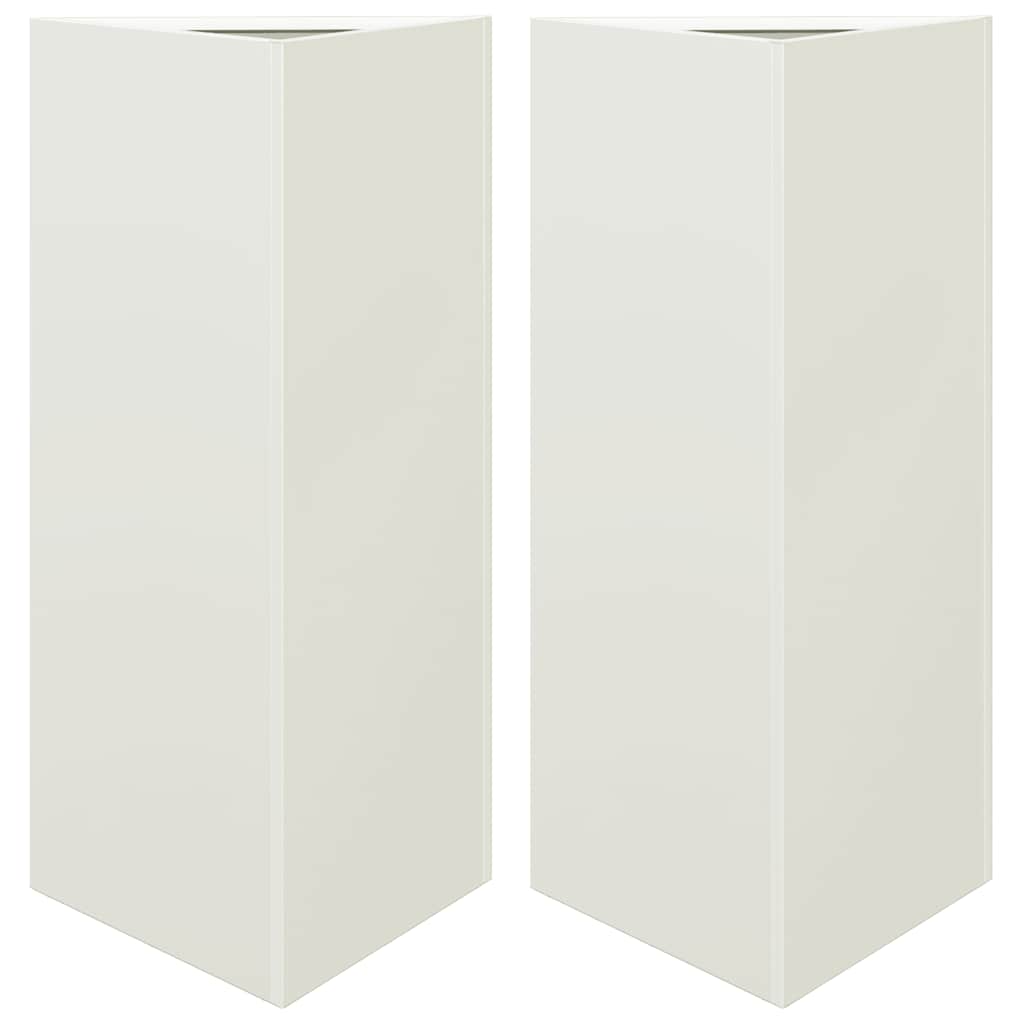 2x Donica Ogrodowa Metalowa Biała Trójkątna z Dnem na Taras