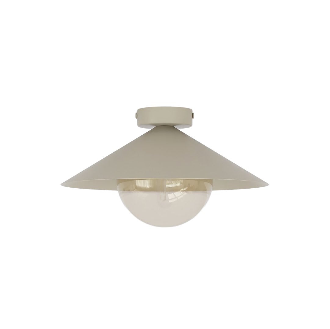 Lampa sufitowa minimalistyczna beżowo-bursztynowa szklana kula stożek fi30cm 1xE14 10W MONO Emibig