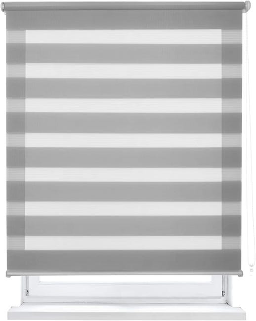 Roleta dwuwarstwowa szara 50 x 120 cm, noc i dzień, półprzezroczysta i zaciemniająca