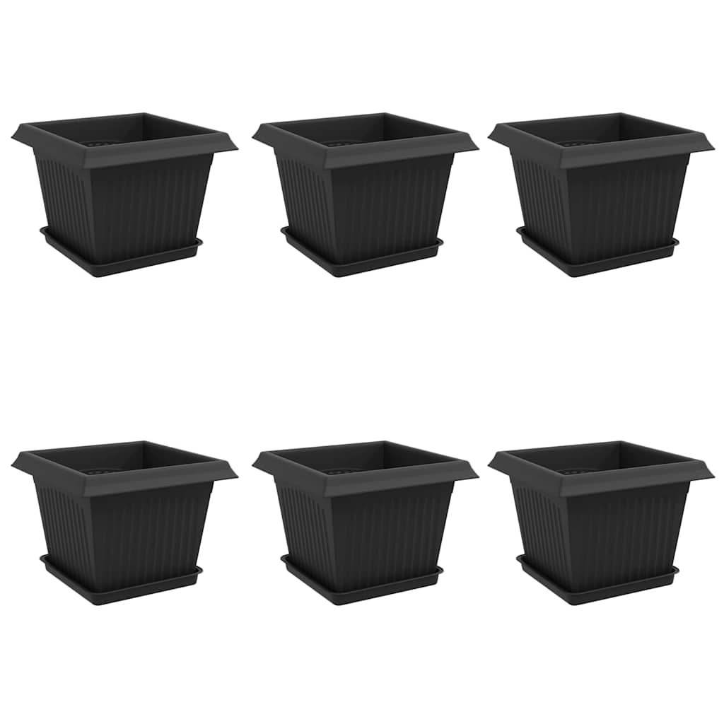 Doniczki 6 pcs Czarny 23 x 23 x 17,5 cm Z tworzywa sztucznego