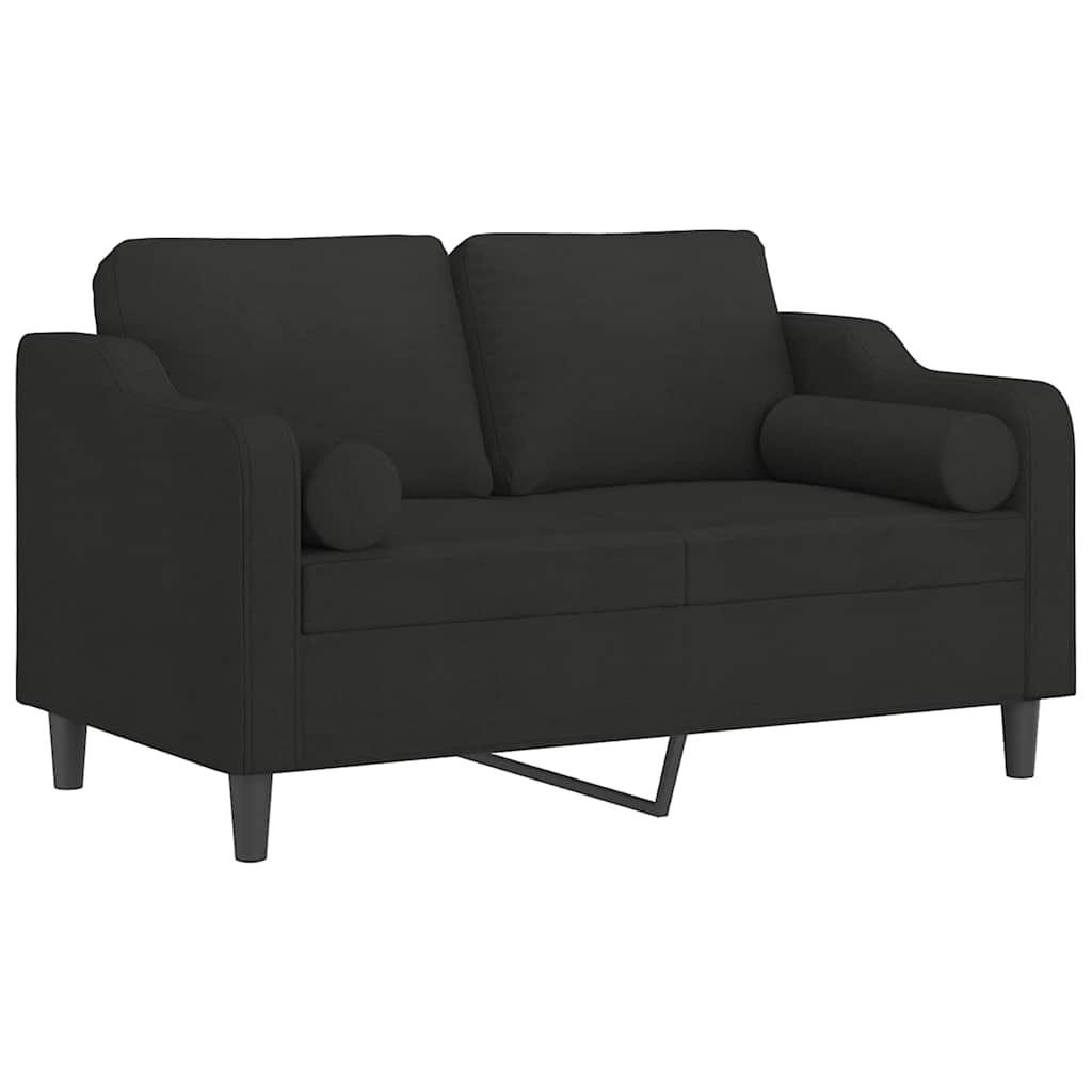 2-osobowa sofa z poduszkami, czarna, 120 cm, tkanina