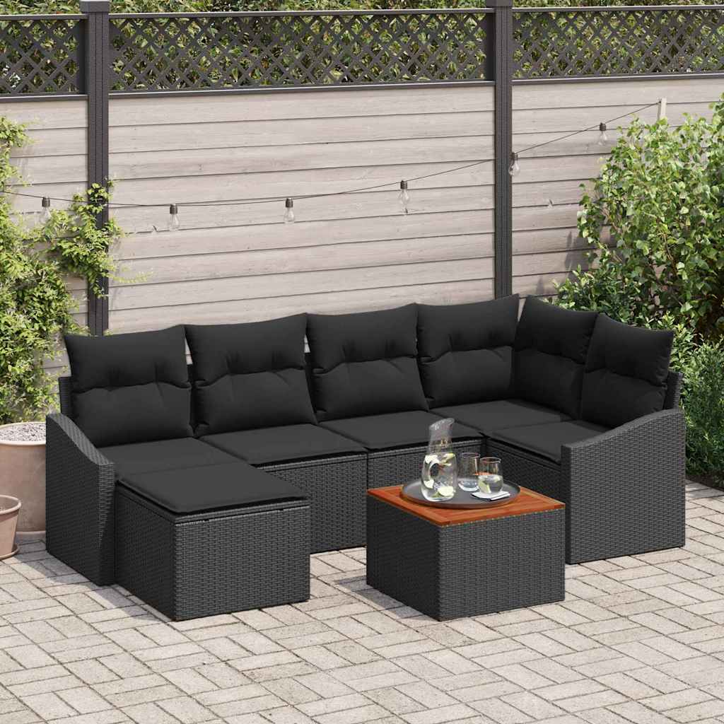 Zestaw Sof na Ogród z przechowywaniem 7 pcs Czarny polirattan vidaXL
