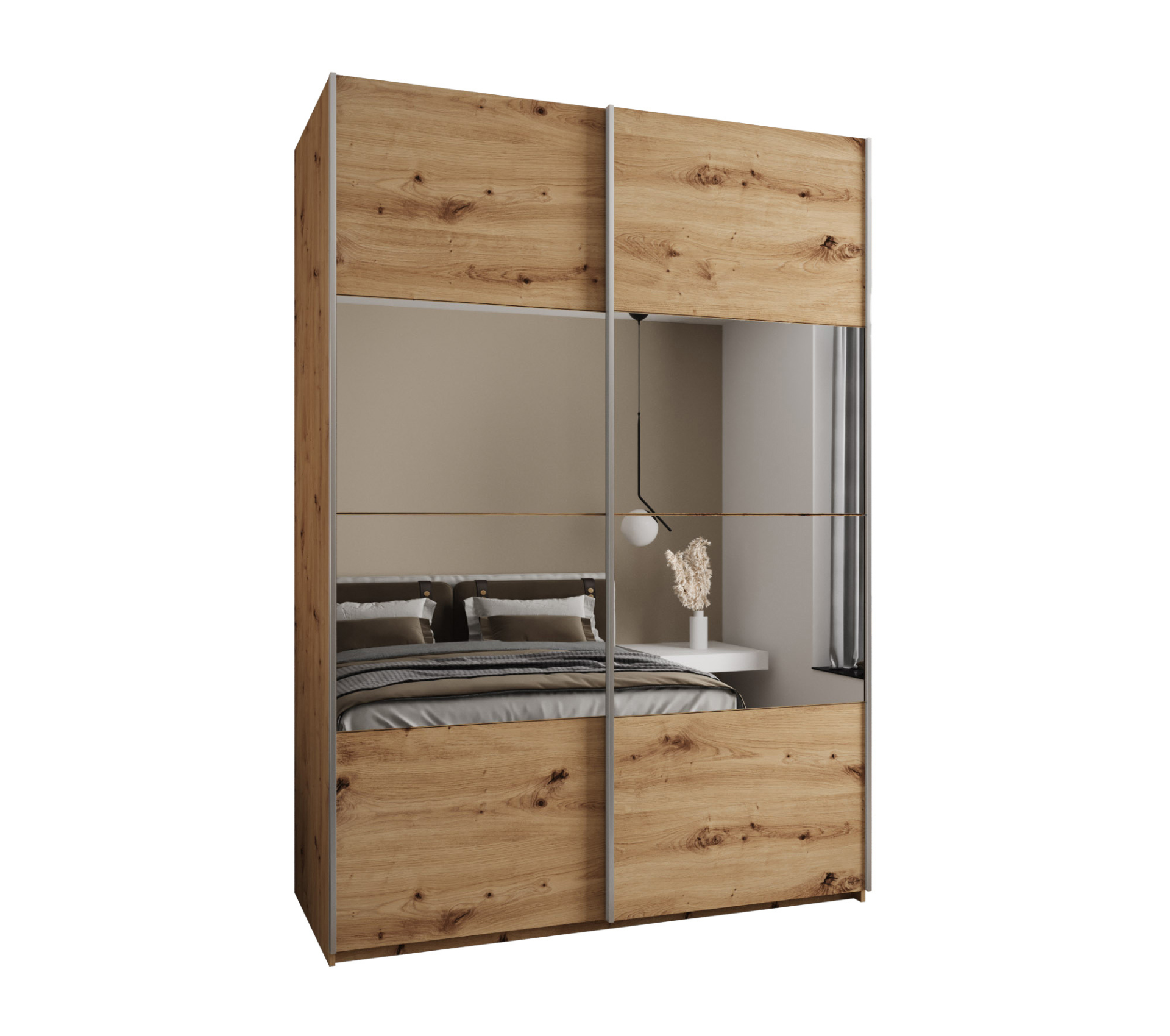 Szafa przesuwna wysoka Lux 4 170 x 64 x 245,5 cm artisan + artisan + u. srebrny - Abiks Meble