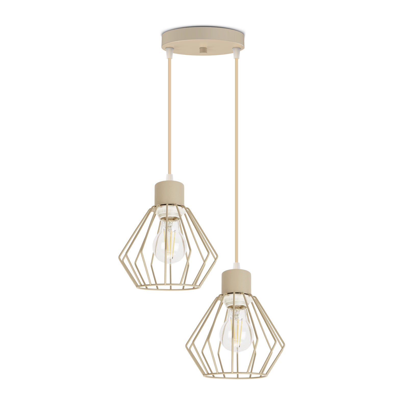 Lampa sufitowa wisząca nowoczesna beżowa loft skandynawska druciana 2xe27