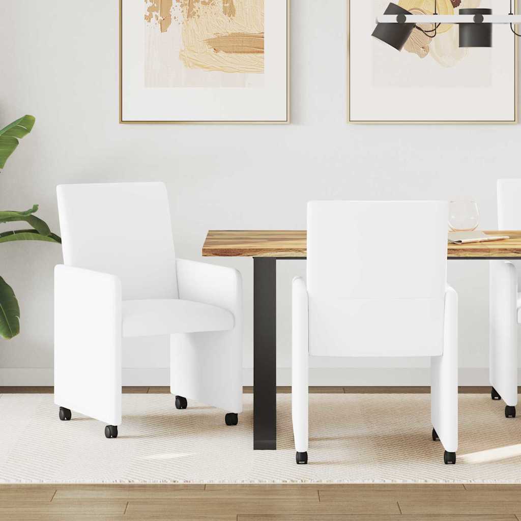 Krzesełka jadalne na kółkach 2 pcs Biały 57 x 66 x 94 cm vidaXL