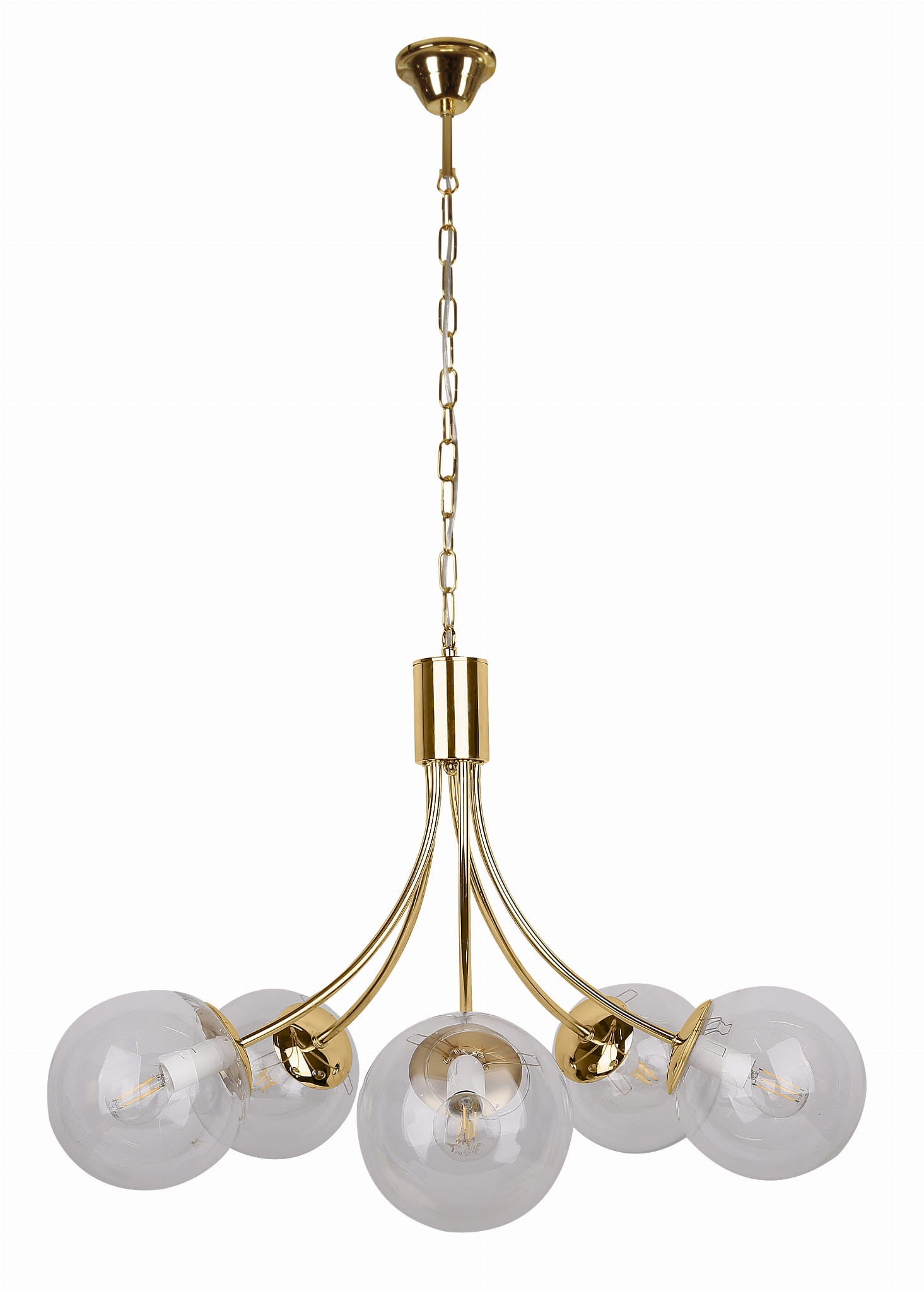 Lampa wisząca Dani złoto-przezroczysta 5xE14x40W wym: 120 x 60 x 60 cm szkło Candellux