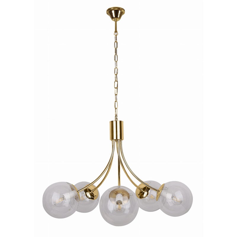 Lampa wisząca Dani złoto-przezroczysta 5xE14x40W wym: 120 x 60 x 60 cm szkło Candellux