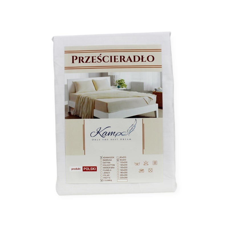Kam-Pol prześcieradło hotelowe z gumką pasek 2 cm biały 220x260 cm