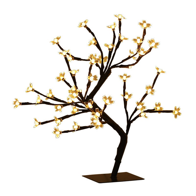 Lampa bonsai w kształcie kwiatu wiśni, 48 diod LED, ciepłe białe światło, może być używana jako lampka nocna, 1 sztuka.