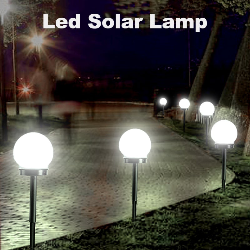 4 szt. Lampy Solarne LED w Kształcie Okrągłej Żarówki - Sterowanie Światłem, Indukcja, Niepalne, IP65 - Ogród, Trawnik