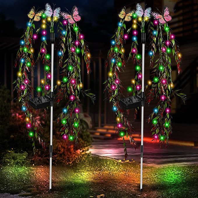 Solarna lampa ogrodowa wodoszczelna lampa solarna zewnętrzna z diodami LED zewnętrzna lampa w kształcie kwiatu motyla dekoracyjna lampa ogrodowa szt