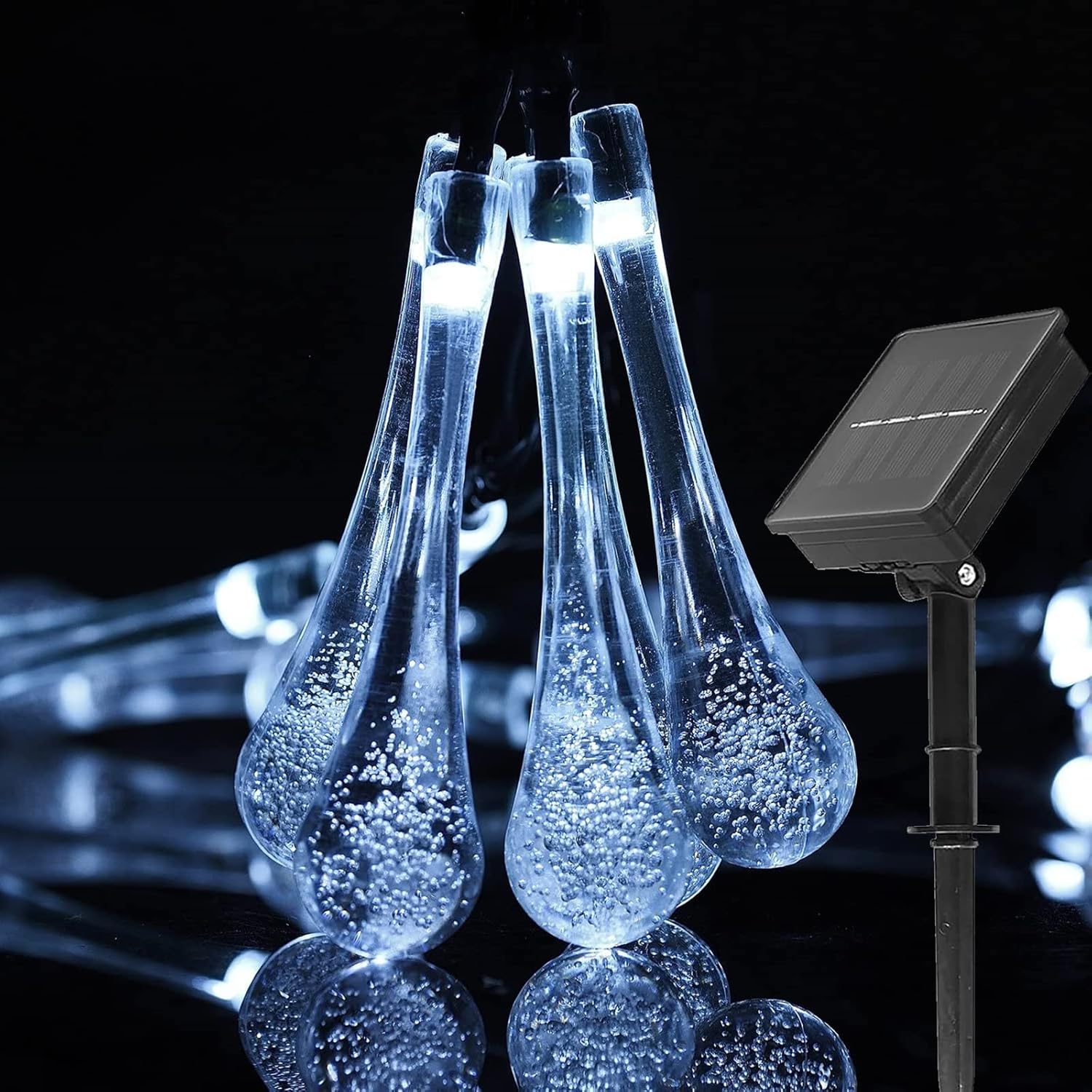 Solarne lampki ogrodowe, wodoodporne, dekoracja na imprezę świąteczną (białe), 5 m, 20 diod LED