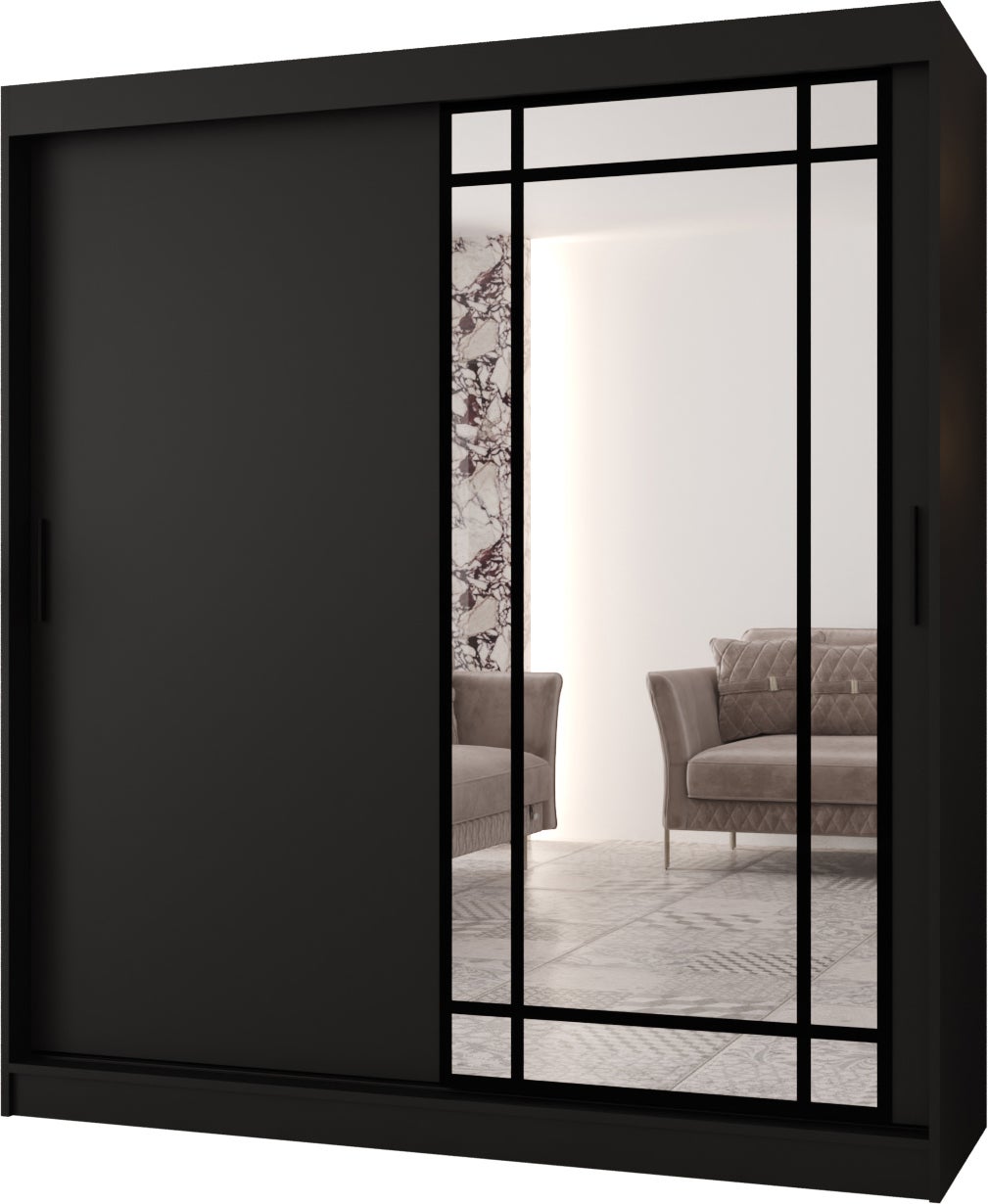 Szafa przesuwna z lustrem ALMERIA 180 x 62 x 200 czarny + u. czarny