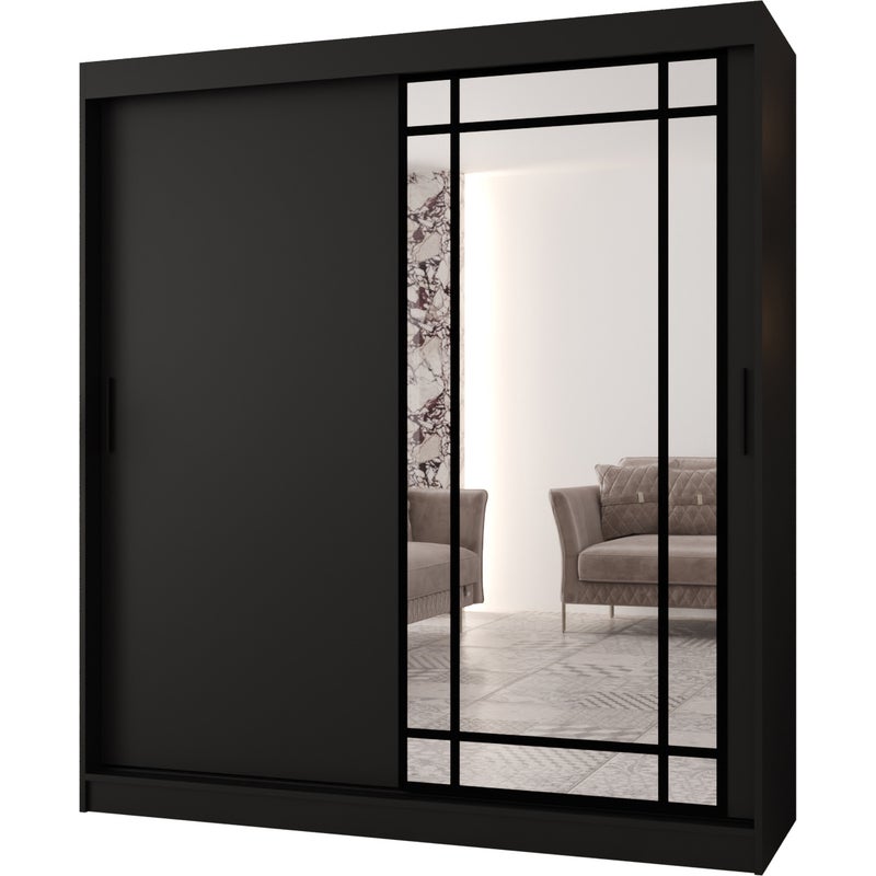 Szafa przesuwna z lustrem ALMERIA 180 x 62 x 200 czarny + u. czarny