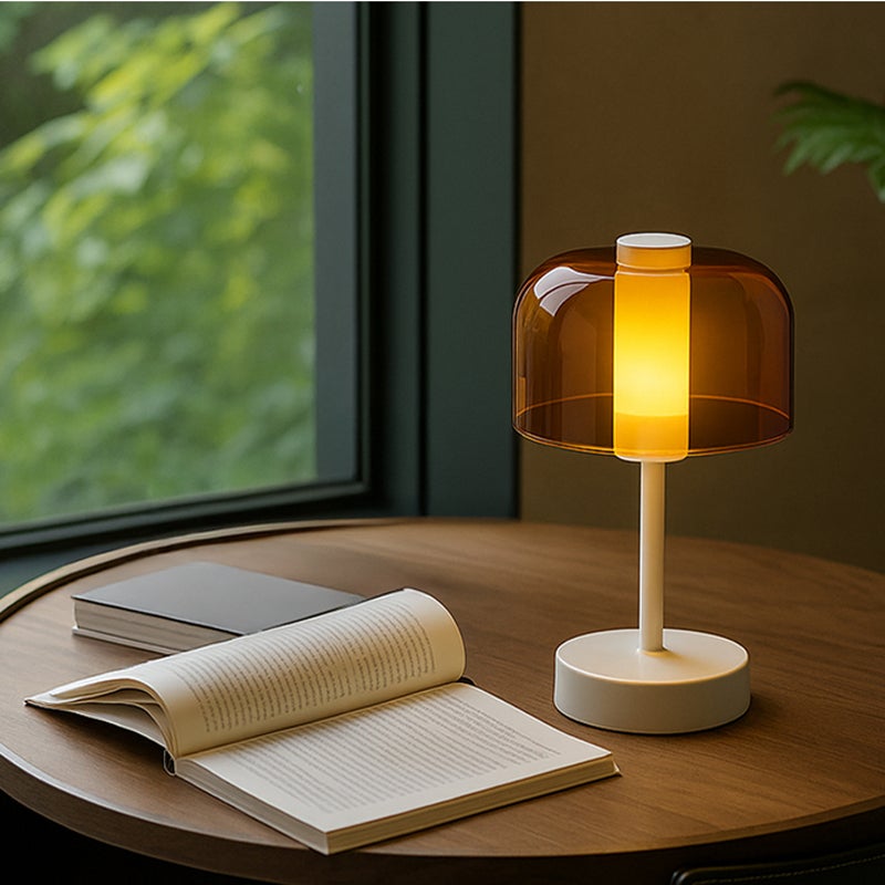 Nowoczesna nordycka lampa biurkowa retro, 3 ustawienia temperatury, lampka nocna z funkcją pamięci, biała