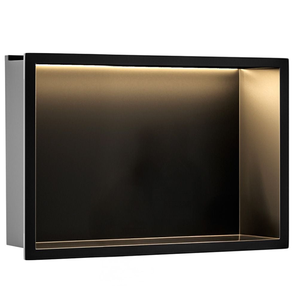Półka Wnękowa Łazienkowa Rea Led 30x45 Czarna