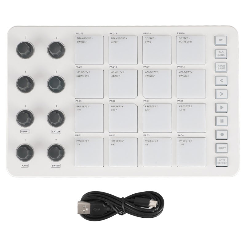 Kontroler SMC PAD, 16 padów RGB, 8 pokręteł, MIDI, USB