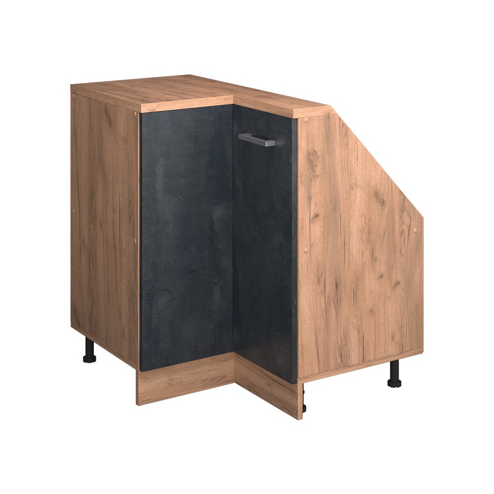 Vicco Szafa skosna Szafka narożna Rion, Czarny beton/złoty dąb, 75.6 x 81.6 cm z 1 drzwiami