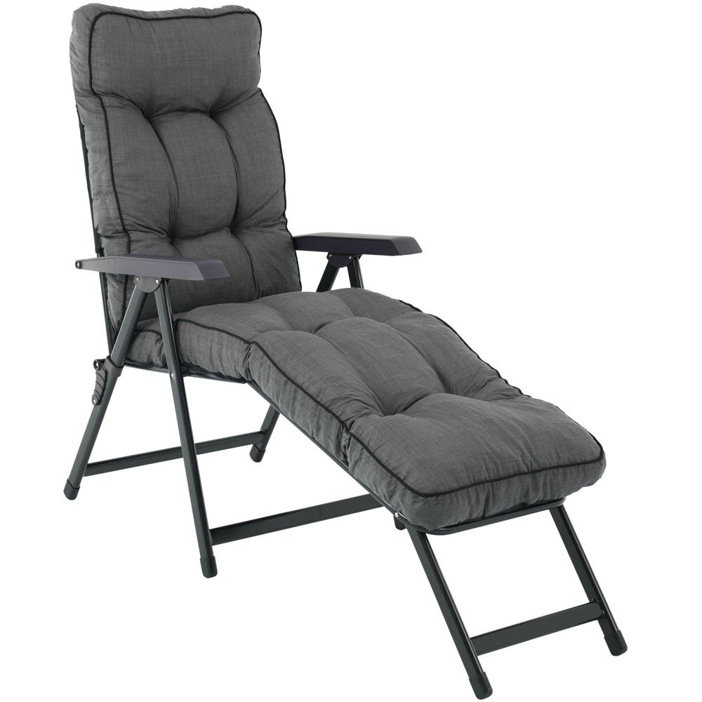 Leżak ogrodowy z podnóżkiem Lena Lounger szary Patio