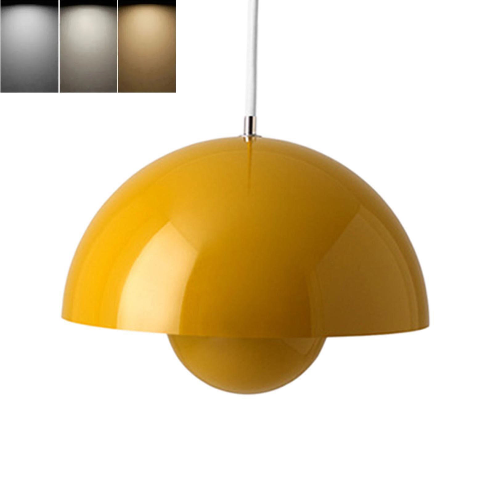 Nowoczesna lampa wisząca, lampka nocna do sypialni, z żarówką, regulowana wysokość, trzy temperatury barwowe, 3000K-6500K, żółta