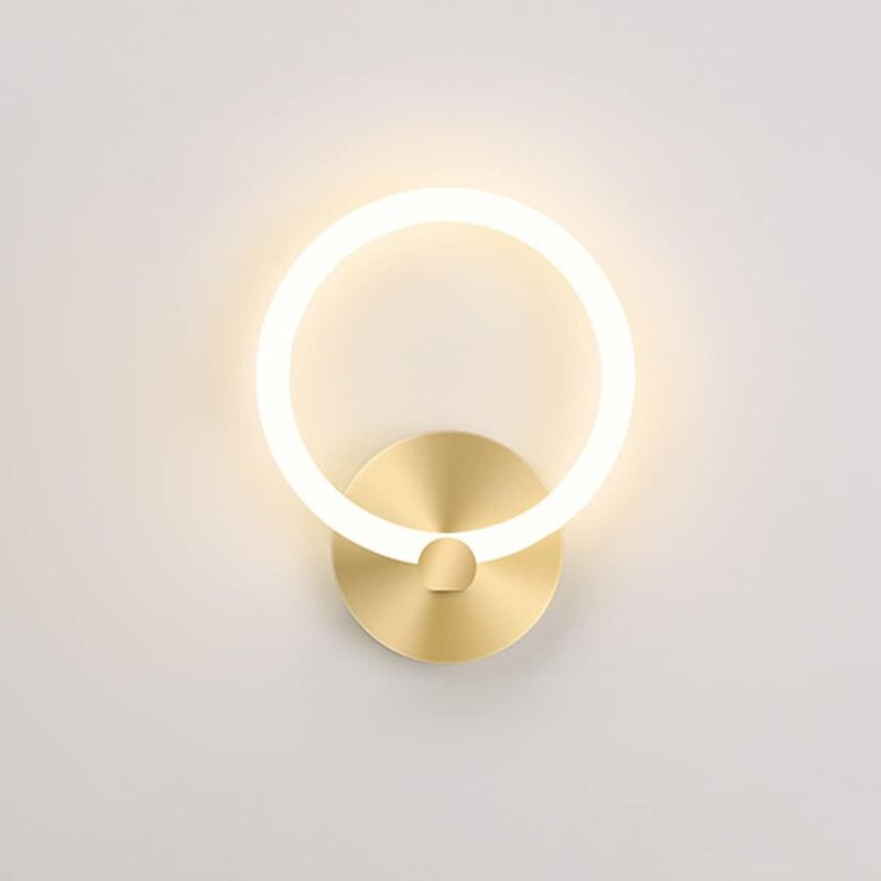 Nowoczesna lampa ścienna LED do wnętrz, 19 cm, idealna do dekoracji salonów, korytarzy i sypialni, 14 W (ciepłe światło), kolor złoty.