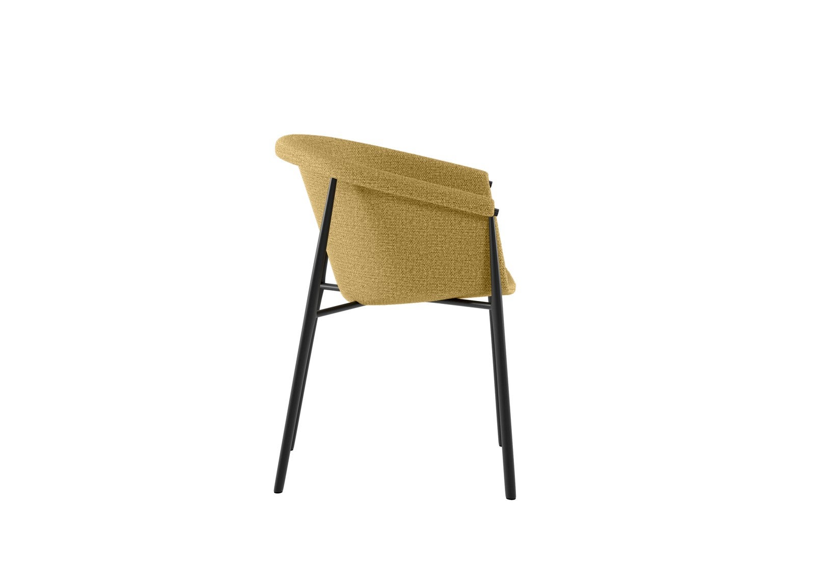 Krzesło do jadalni Nari z tapicerowanym siedziskiem w kolorze żółtym i czarnymi metalowymi nogami o nowoczesnym designie - 56x58x79 cm