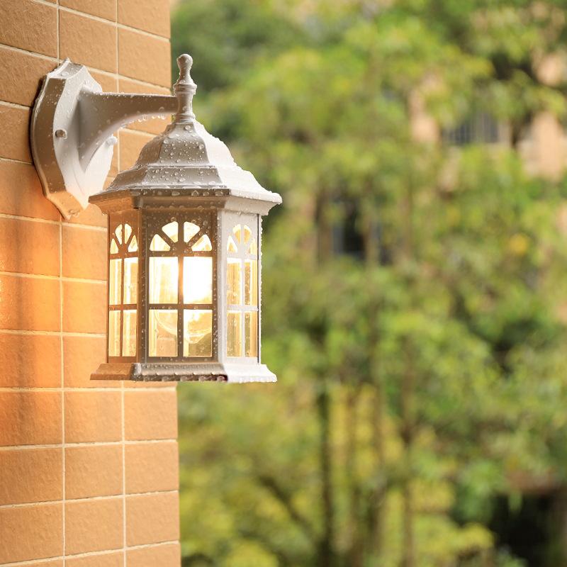 Lampa ogrodowa LED podłogowa, wodoodporna lampa ścienna zewnętrzna, do ogrodu, na taras, patio, podjazd, do garażu, na patio, biała, E27 (żarówka nie