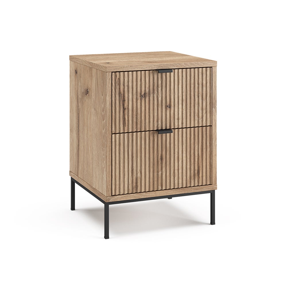 Vicco Stolik nocny Eliza, Viking Oak/Czarny, 40 x 55.4 cm z 2 szufladami