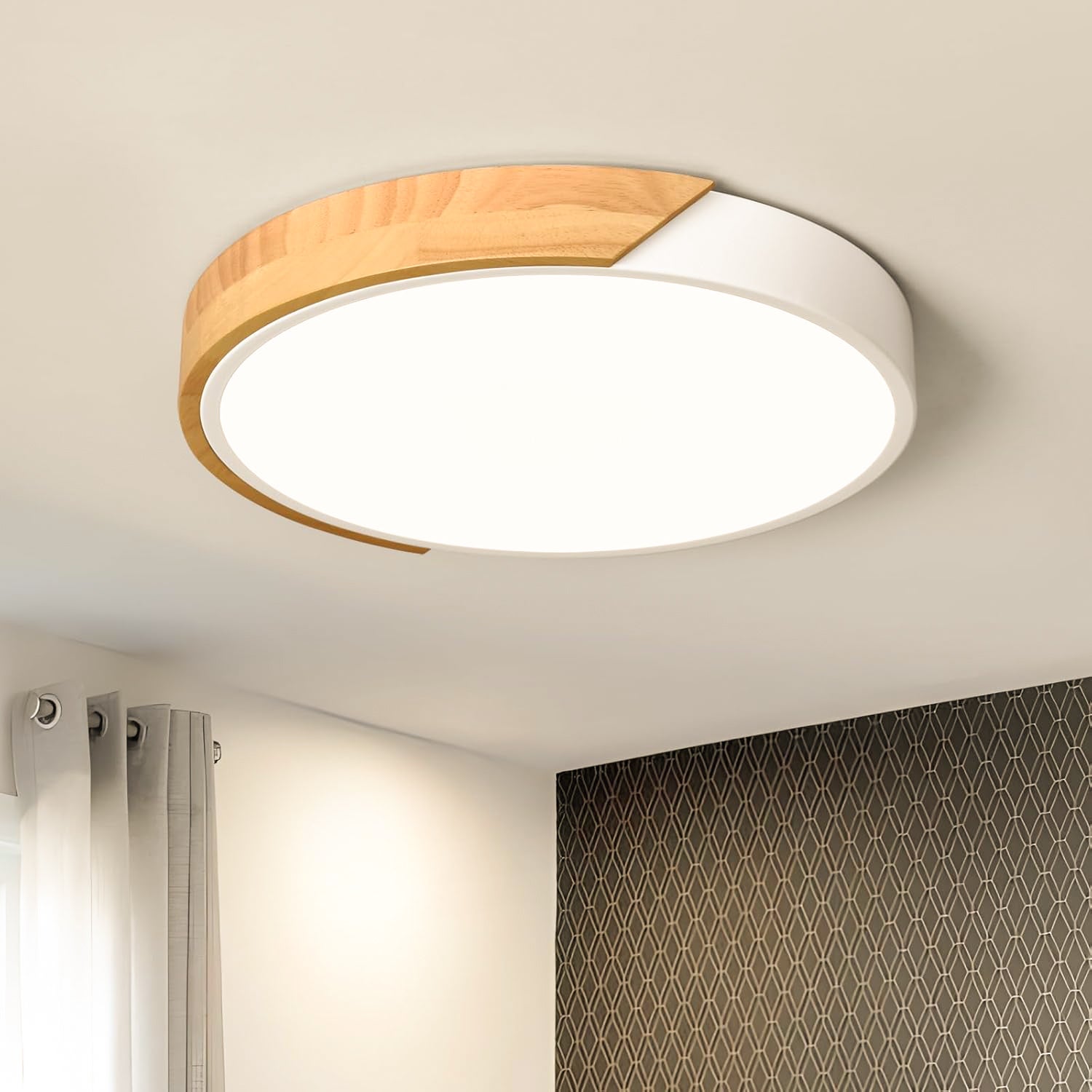 Lampa sufitowa LED 40CM, metalowa lampa sufitowa, nowoczesna lampa sufitowa, zielone światła dekoracyjne, ciepłe światło 3000K (36W)