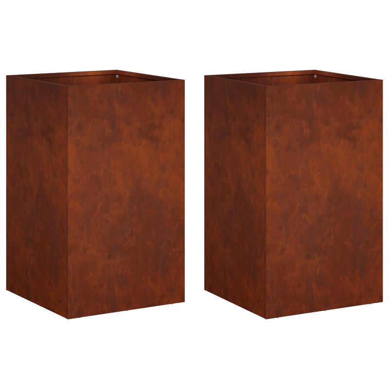 2x Donica Ogrodowa Corten 30x30x40 cm Rdzawa na Taras na Balkon na Kwiaty