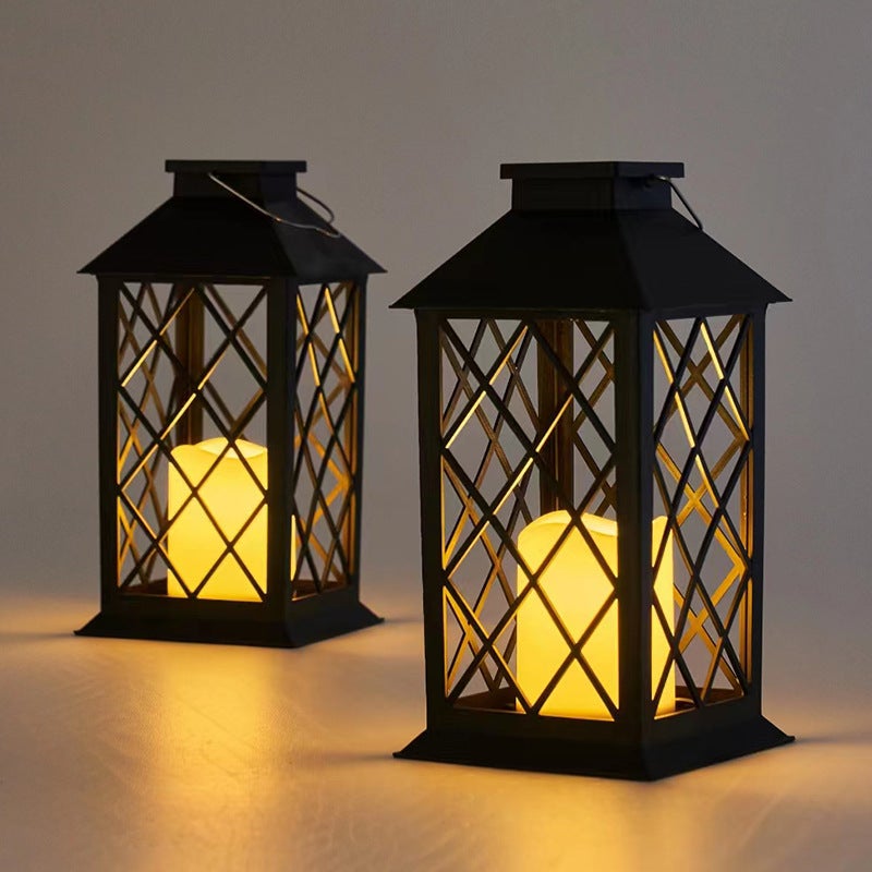 Wisząca lampa solarna ogrodowa lampka nocna w stylu amerykańskim odpowiednia do trawnika ogrodowego dekoracja retro ozdoby artystyczne ogrodu czarna