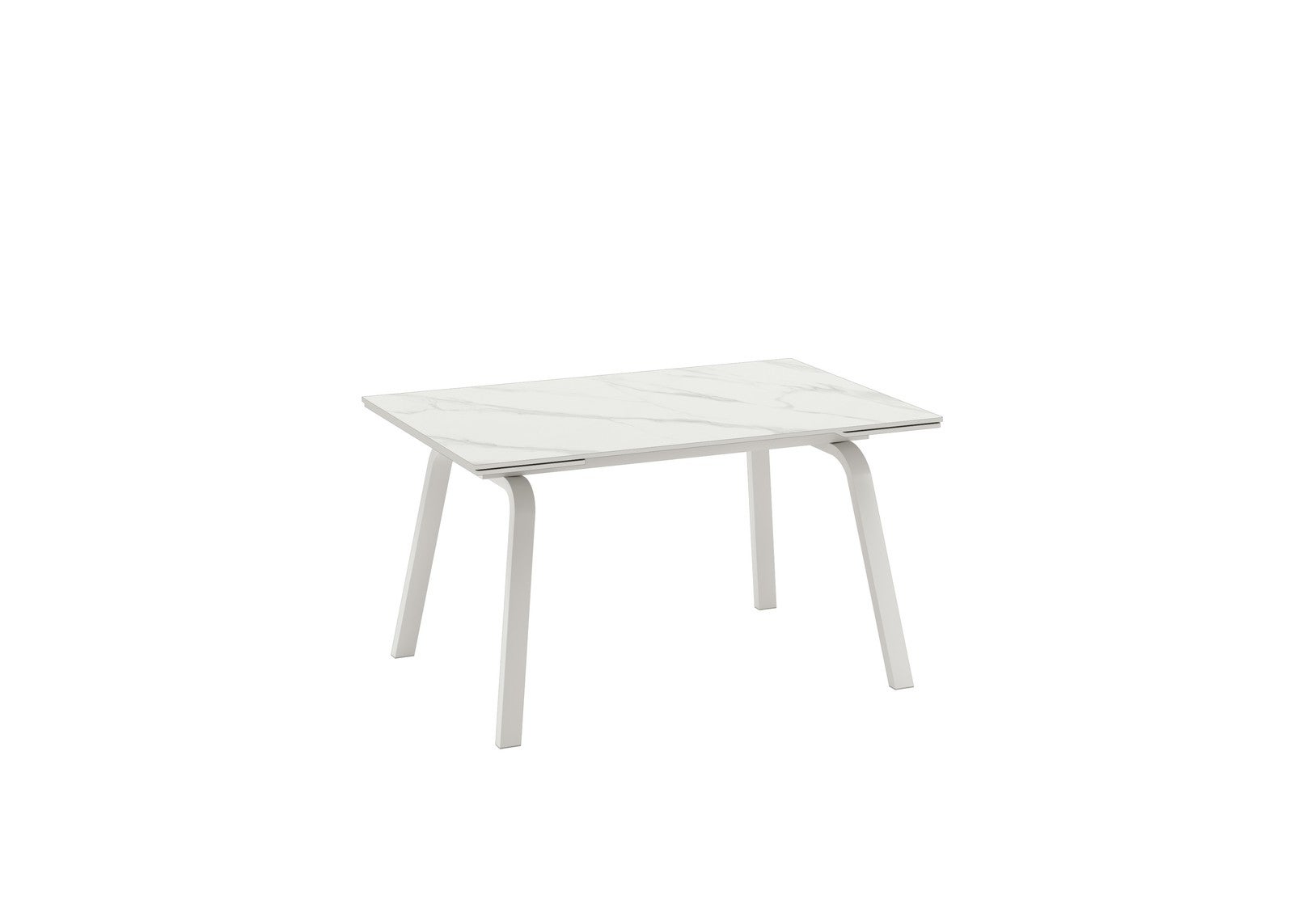 Table extensible avec plateau en pierre effet marbre blanc 140/200x80x76h cm