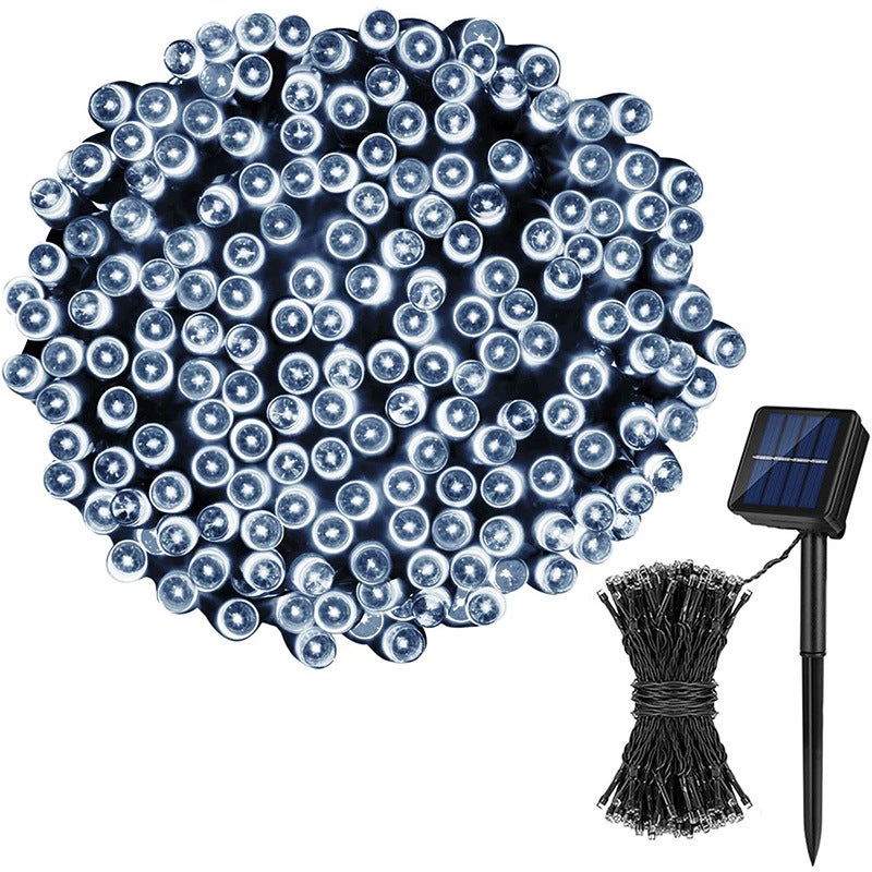 Solarna girlanda świetlna ogrodowa, zewnętrzna girlanda świetlna, wodoodporna, 22 m, 200 diod LED, 8 trybów migotania, girlanda świetlna (biała)