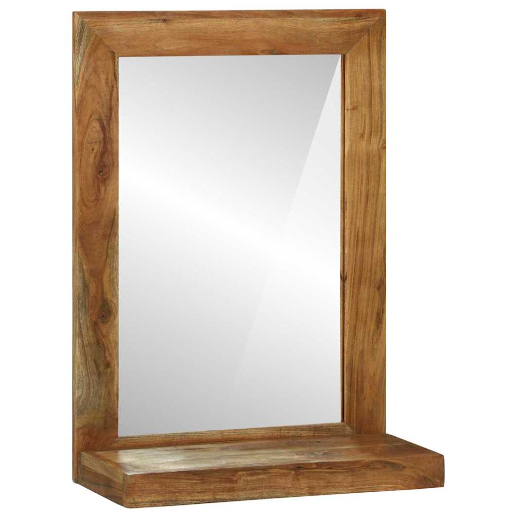 Lustro Łazienkowe Ścienne Prostokątne 50x70 cm z Ramą Drewniane Brązowe