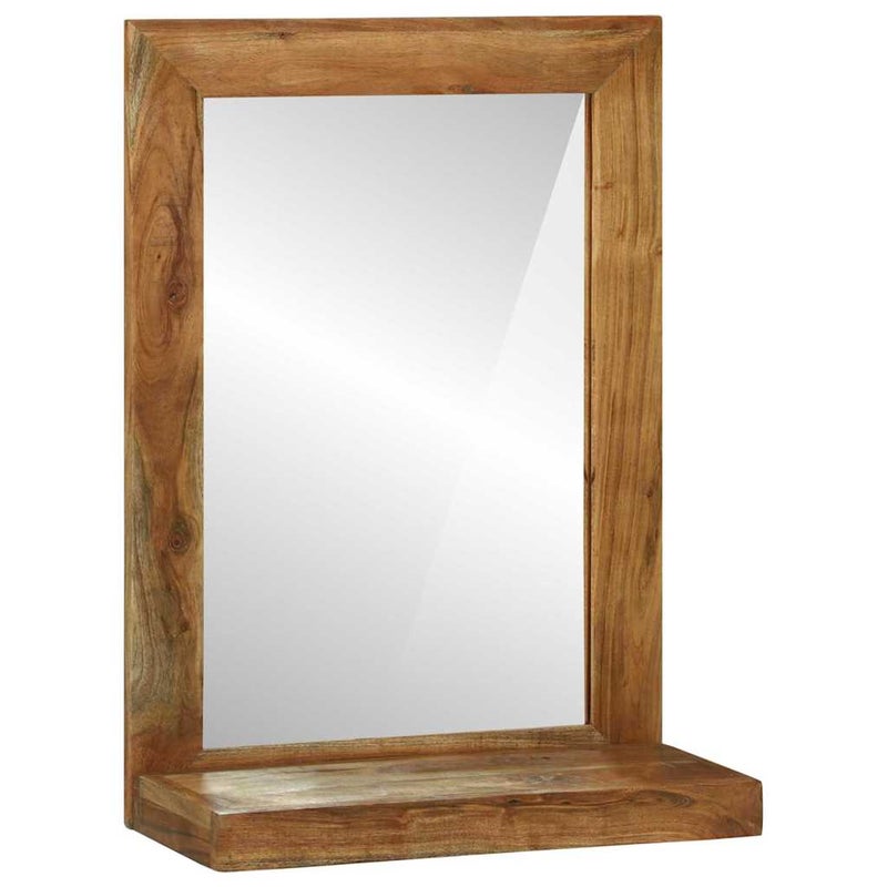 Lustro Łazienkowe Ścienne Prostokątne 50x70 cm z Ramą Drewniane Brązowe