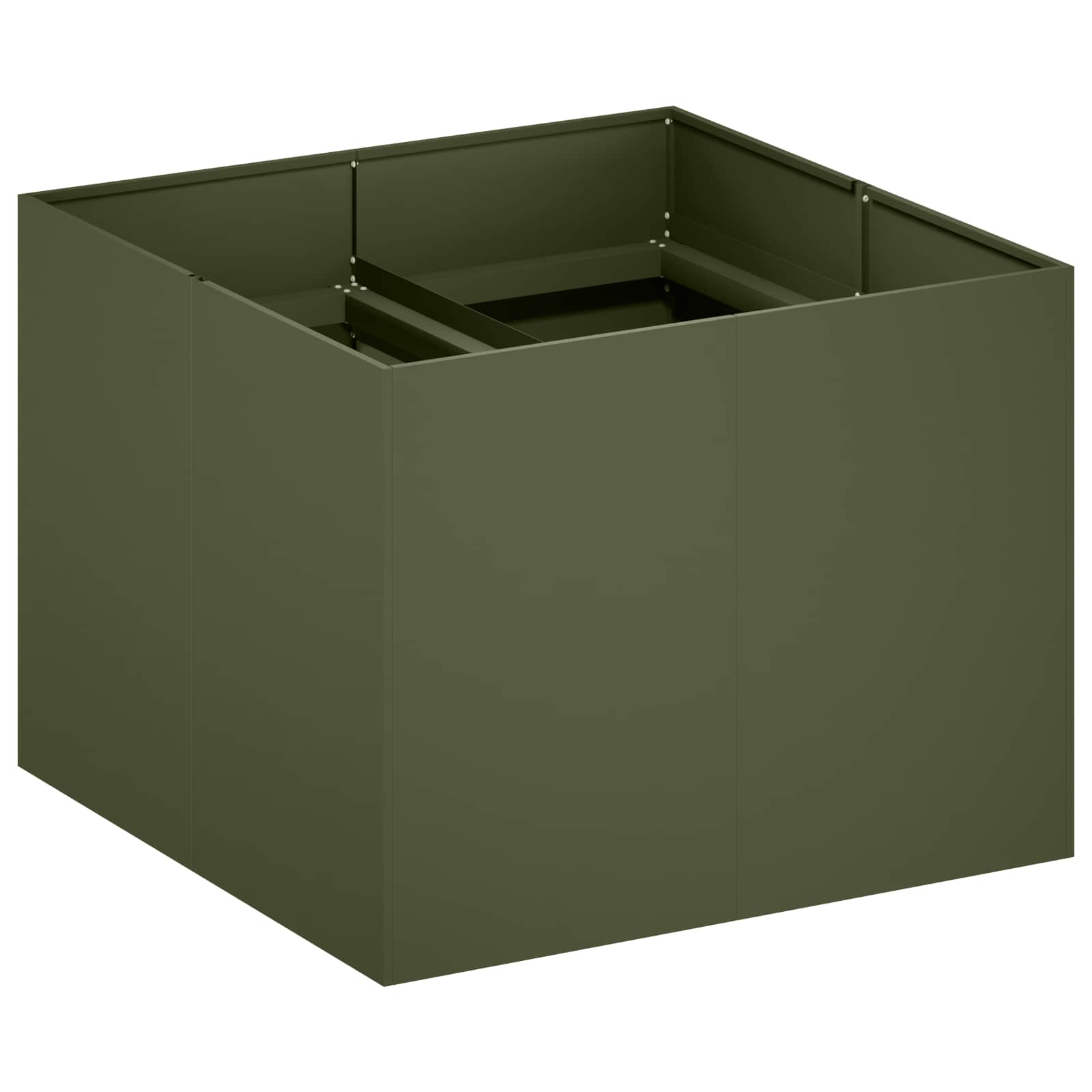 Donica Ogrodowa Stalowa 80x80x60 cm Oliwkowa