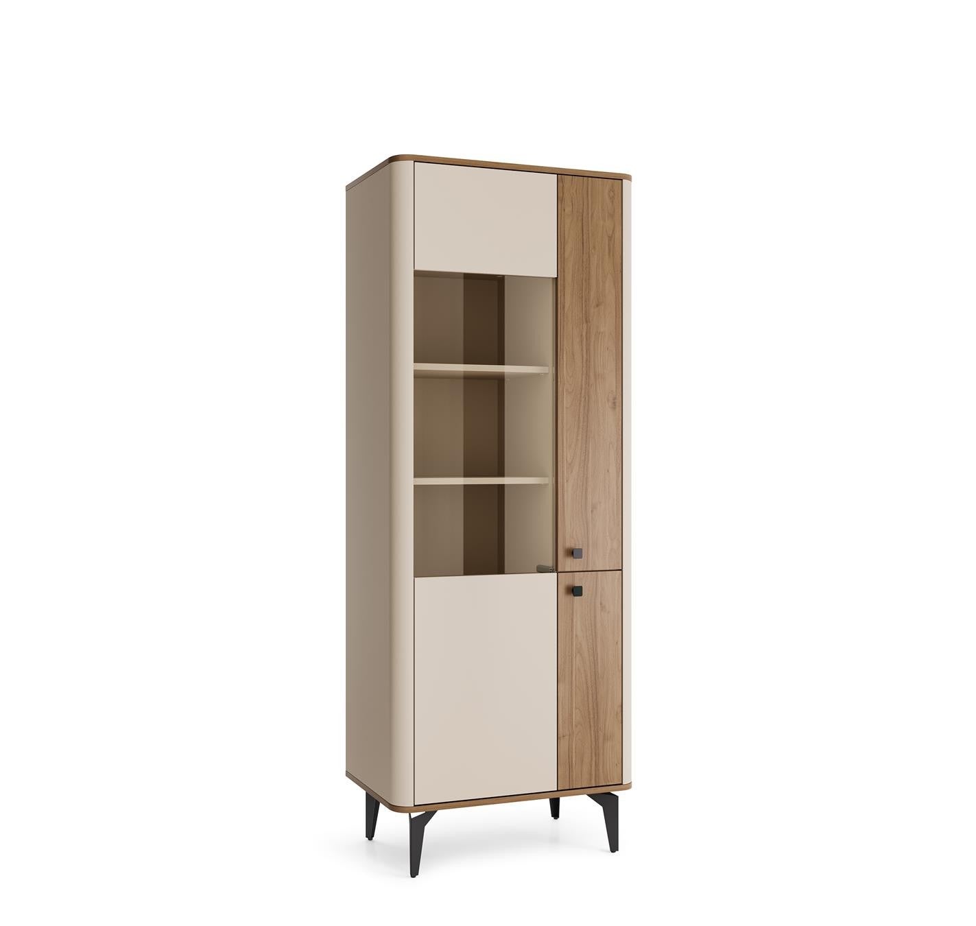 Witryna stojąca wysoka AURENA 73 cm kaszmir / orzech royal, loft modern